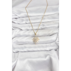 Mey İthalat® 316L Çelik Zincir Gold Renk Kutup Yıldızı Model Zirkon Taşlı Kadın Kolye