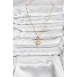 Mey İthalat® 316L Çelik Zincir Gold Renk Kutup Yıldızı Model Zirkon Taşlı Kadın Kolye