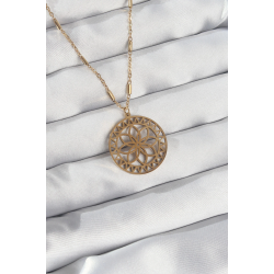Mey İthalat® 316L Çelik Zincir Gold Renk Lotus Model Kolye