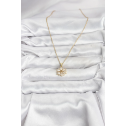 Mey İthalat® 316L Çelik Zincir Gold Renk Lotus Model Zirkon Taşlı Kadın Kolye