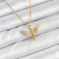 Mey İthalat® 316L Çelik Zincir Gold Renk Melek Model Kadın Kolye