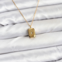 Mey İthalat® 316L Çelik Zincir Gold Renk Minimal Kutup Yıldızı Model Kadın Kolye