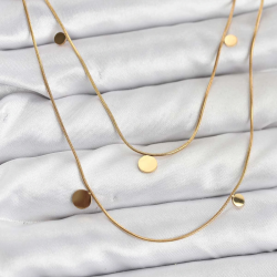 Mey İthalat® 316L Çelik Zincir Gold Renk Pullu Kadın Kolye