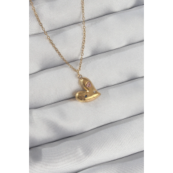 Mey İthalat® 316L Çelik Zincir Gold Renk Renkli Zirkon Taşlı Kalp Kolye