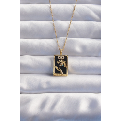 Mey İthalat® 316L Çelik Zincir Gold Renk Sonsuzluk Detay Zirkon Taşlı Tarot Kolye