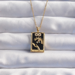 Mey İthalat® 316L Çelik Zincir Gold Renk Sonsuzluk Detay Zirkon Taşlı Tarot Kolye