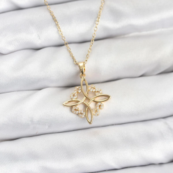 Mey İthalat® 316L Çelik Zincir Gold Renk Sonsuzluk Model Zirkon Taşlı Kadın Kolye