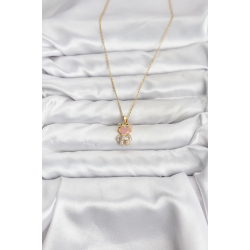 Mey İthalat® 316L Çelik Zincir Gold Renk Teddy Bear Model Zirkon Taşlı Kadın Kolye