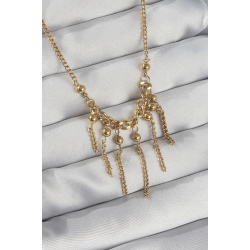 Mey İthalat® 316L Çelik Zincir Gold Renk Topçuk Detay Sallantılı Zincir Kolye