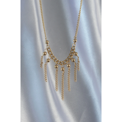 Mey İthalat® 316L Çelik Zincir Gold Renk Topçuk Detay Sallantılı Zincir Kolye