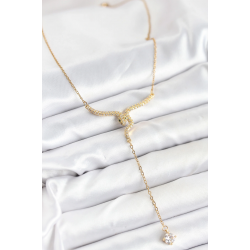 Mey İthalat® 316L Çelik Zincir Gold Renk Yılan Model Y Kolye