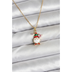 Mey İthalat® 316L Çelik Zincir Gold Renk Yılbaşı Teması Kadın Kolye