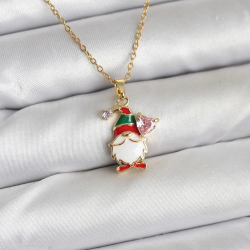 Mey İthalat® 316L Çelik Zincir Gold Renk Yılbaşı Teması Kadın Kolye