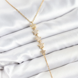 Mey İthalat® 316L Çelik Zincir Gold Renk Yıldız Model Y Kolye