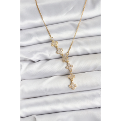 Mey İthalat® 316L Çelik Zincir Gold Renk Yonca Model Kadın Kolye