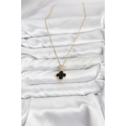 Mey İthalat® 316L Çelik Zincir Gold Renk Yonca Model Zirkon Taşlı Kadın Kolye