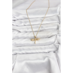 Mey İthalat® 316L Çelik Zincir Gold Renk Yusufçuk Model Zirkon Taşlı Kadın Kolye