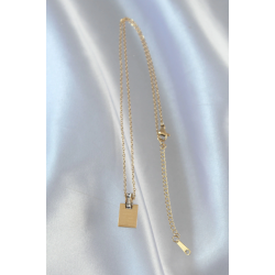 Mey İthalat® 316L Çelik Zincir Gold Renk Zirkon Taşlı Aşk Mektubu Kolye