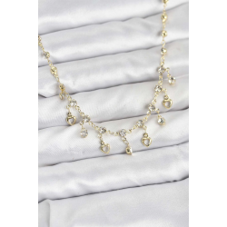 Mey İthalat® 316L Çelik Zincir Gold Renk Zirkon Taşlı Kadın Kolye