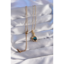 Mey İthalat® 316L Çelik Zincir Gold Renk Zirkon Taşlı Panter Figürlü Gezegen Kolye