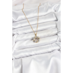 Mey İthalat® 316L Çelik Zincir Gold Renk Zirkon Taşlı Sarmal Model Kadın Kolye