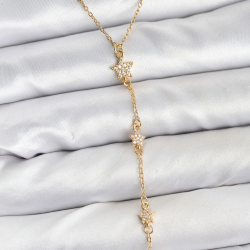 Mey İthalat® 316L Çelik Zincir Gold Renkli Yıldız Model Kadın Y Kolye