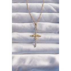 Mey İthalat® 316L Çelik Zincir Gold Renkli Zirkon Taşlı Anka Kuşu Kolye