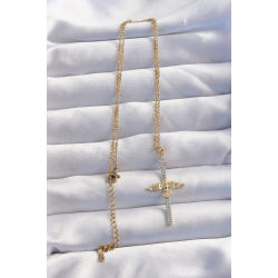 Mey İthalat® 316L Çelik Zincir Gold Renkli Zirkon Taşlı Anka Kuşu Kolye