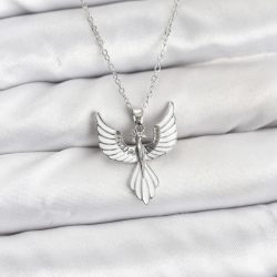 Mey İthalat® 316L Çelik Zincir Gümüş Renk Anka Kuşu Model Kadın Kolye