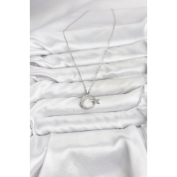 Mey İthalat® 316L Çelik Zincir Gümüş Renk Ay Yıldız Model Zirkon Taşlı Kadın Kolye