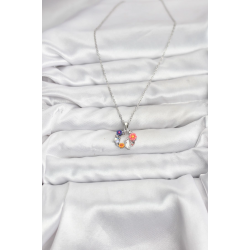 Mey İthalat® 316L Çelik Zincir Gümüş Renk Çiçekli Kedili Model Kadın Kolye