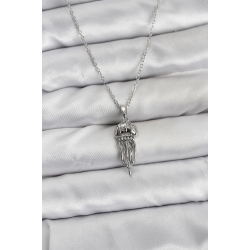 Mey İthalat® 316L Çelik Zincir Gümüş Renk Deniz Anası Model Zirkon Taşlı Kadın Kolye