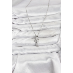 Mey İthalat® 316L Çelik Zincir Gümüş Renk Deniz Atı Model Zirkon Taşlı Kadın Kolye