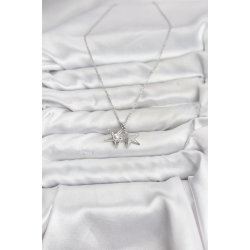 Mey İthalat® 316L Çelik Zincir Gümüş Renk Deniz Yıldızı Model Zirkon Taşlı Kadın Kolye