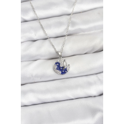 Mey İthalat® 316L Çelik Zincir Gümüş Renk Gece Model Zirkon Taşlı Kadın Kolye