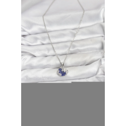 Mey İthalat® 316L Çelik Zincir Gümüş Renk Gece Model Zirkon Taşlı Kadın Kolye