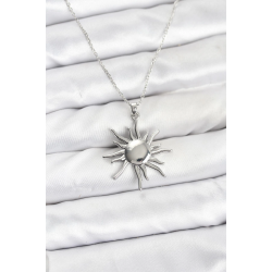 Mey İthalat® 316L Çelik Zincir Gümüş Renk Güneş Model Kadın Kolye