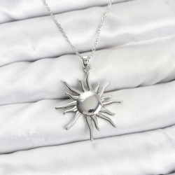 Mey İthalat® 316L Çelik Zincir Gümüş Renk Güneş Model Kadın Kolye