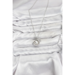 Mey İthalat® 316L Çelik Zincir Gümüş Renk İncili Deniz Kabuğu Model Zirkon Taşlı Kadın Kolye