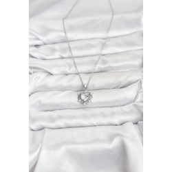 Mey İthalat® 316L Çelik Zincir Gümüş Renk Kalp Model Zirkon Taşlı Kadın Kolye