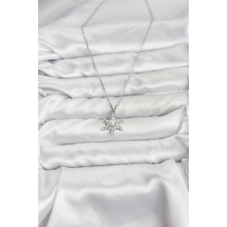 Mey İthalat® 316L Çelik Zincir Gümüş Renk Kar Tanesi Model Zirkon Taşlı Kadın Kolye