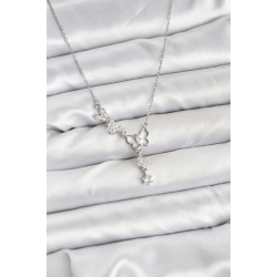 Mey İthalat® 316L Çelik Zincir Gümüş Renk Kelebek Model Kadın Kolye