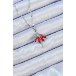 Mey İthalat® 316L Çelik Zincir Gümüş Renk Kırmızı Etekli Zirkon Taşlı Balerin Kolye