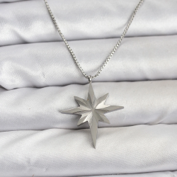 Mey İthalat® 316L Çelik Zincir Gümüş Renk Kutup Yıldızı Model 60 cm Zincir Kadın Kolye