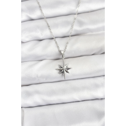 Mey İthalat® 316L Çelik Zincir Gümüş Renk Kutup Yıldızı Model Kadın Kolye