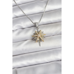 Mey İthalat® 316L Çelik Zincir Gümüş Renk Kutup Yıldızı Model Kadın Kolye