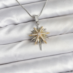 Mey İthalat® 316L Çelik Zincir Gümüş Renk Kutup Yıldızı Model Kadın Kolye