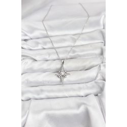 Mey İthalat® 316L Çelik Zincir Gümüş Renk Kutup Yıldızı Model Zirkon Taşlı Kadın Kolye