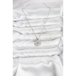 Mey İthalat® 316L Çelik Zincir Gümüş Renk Lotus Model Zirkon Taşlı Kadın Kolye