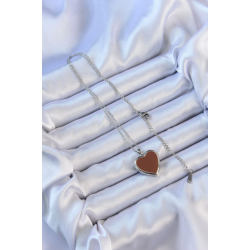 Mey İthalat® 316L Çelik Zincir Gümüş Renk Mineli İçi Açılan Kalp Kolye